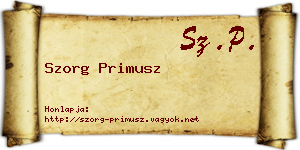 Szorg Primusz névjegykártya